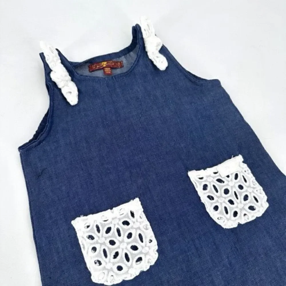 7 For All‎ Mankind Baby 7FAM Jumpsuit one Piece Chambray Lace Size 18 months